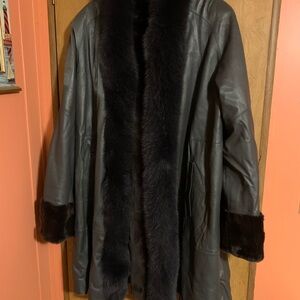 Leather and fur coat